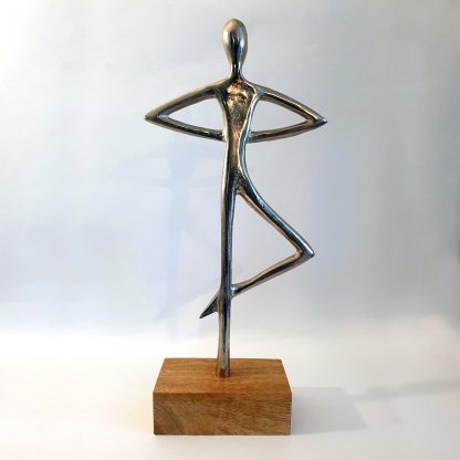 Aluminium leg up pose figurine