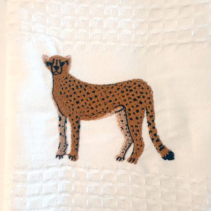 Embroidered tea towels - Cheetah