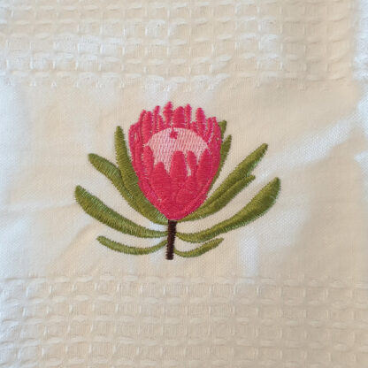 Embroidered tea towels - Protea