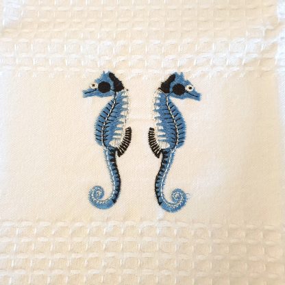 Embroidered tea towels - Sea horse