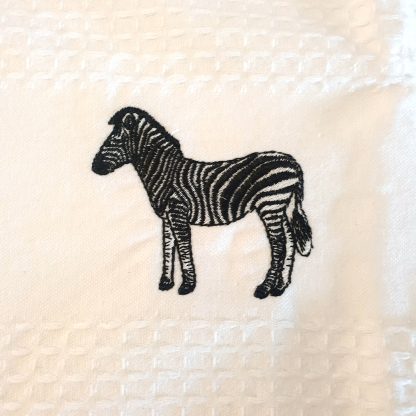 Embroidered tea towels - Zebra