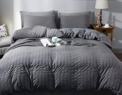 Seersucker Duvet Cover Set Charcoal