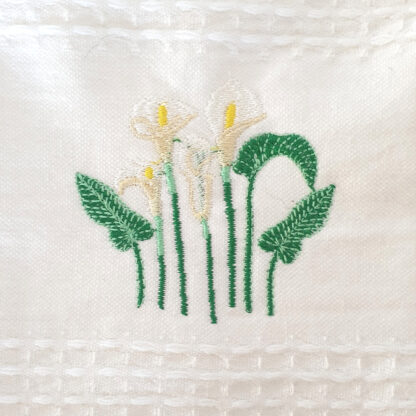 Embroidered tea towels Arum Lily