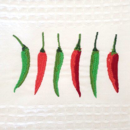 Embroidered Tea Towel Chillies