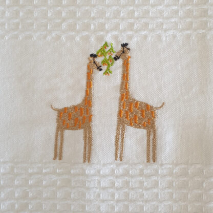 Embroidered tea towels Giraffe