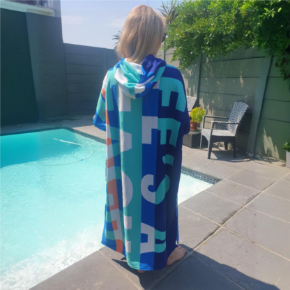 Hooded Microfibre Poncho Beach Life - Image 2