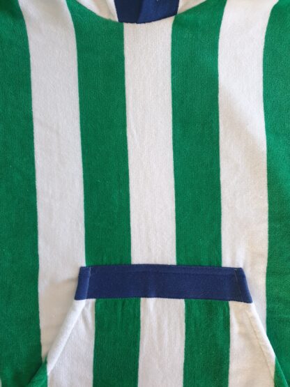 Hooded Cotton Poncho Green Stripe