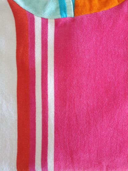 Hooded Cotton Poncho Pink & Blue Stripe