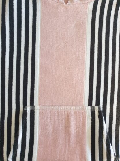 Hooded Cotton Poncho Pink Candy Stripe