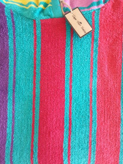 Hooded Cotton Poncho Rainbow Stripe