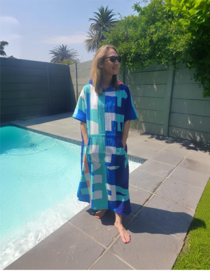 Hooded Microfibre Poncho Beach Life