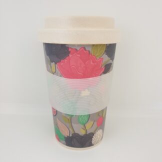 Bamboo travel mug flowers